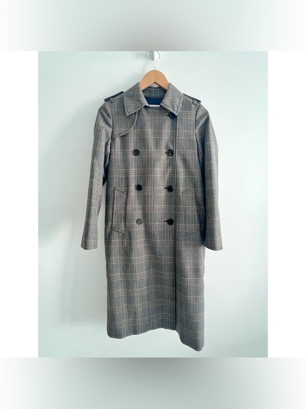 Sandro coat size 4 36 trench plaid brown grey Roselier - Picture 5 of 12
